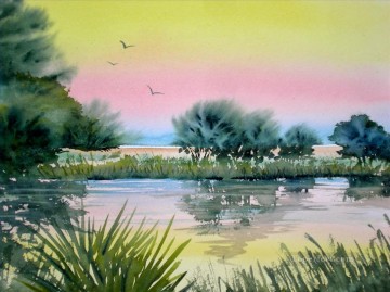  pond Painting - pond watercolor